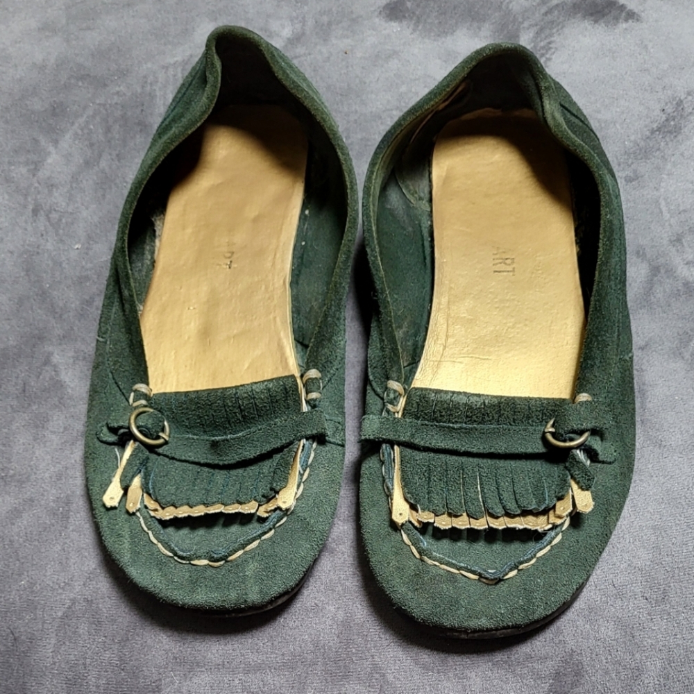 Colin Stuart for Victoria's Secret Green & Gold Suede Moccasin Inspired Loafers